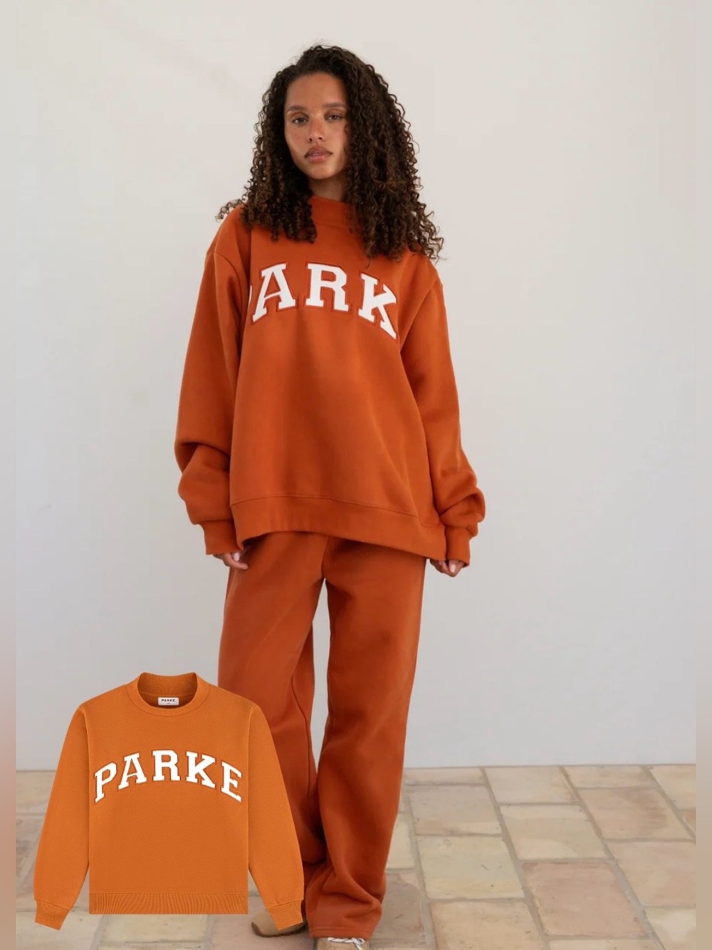 Parke Varsity Mockneck Burnt Orange Fall Halloween Sweatshirt Size XXL